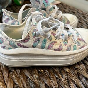 Platform Converse White Sneakers with playful print